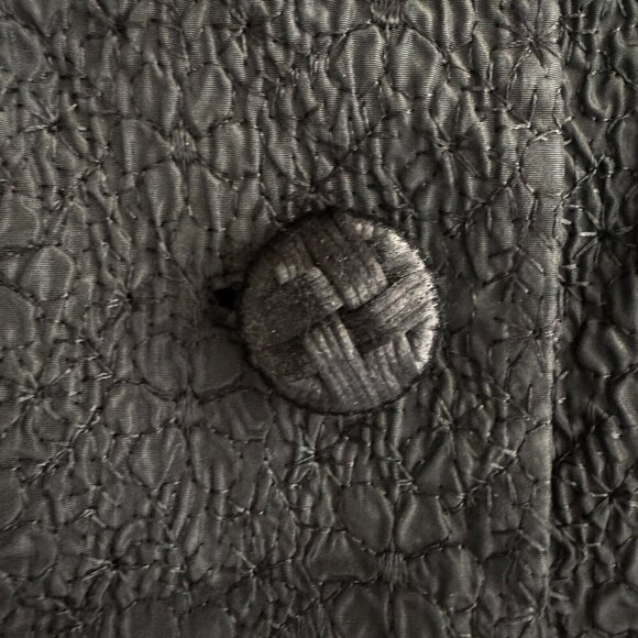 Vintage Natalie Green Micro Quilted Cropped Black Unique Jacket M - Picture 6 of 8